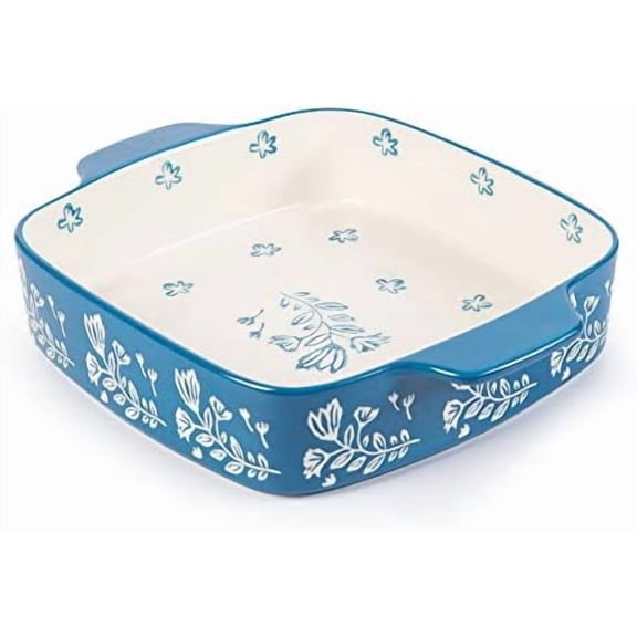 Ceramic Baking Dish - 9x9 Square Rose Dish Pan Set for Brownies, Casseroles & Lasagna