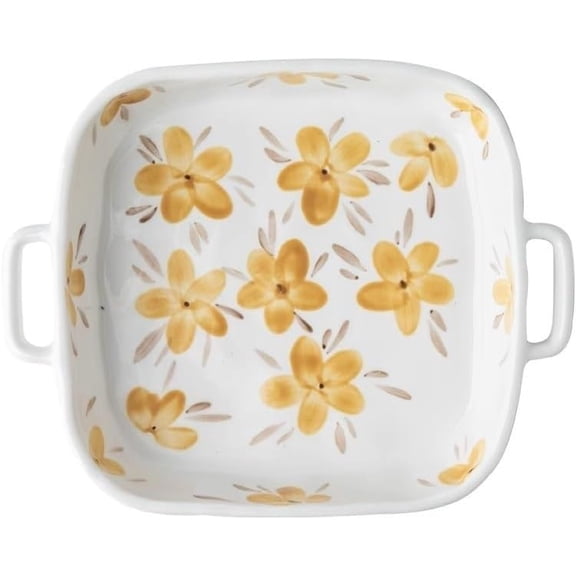 Creative Dual Ear Household Square Baking Bowl Heat-Resistant Ceramic Baking Tray 710ML for Wedding Gift