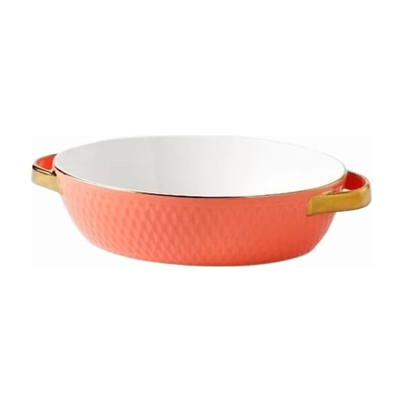Ceramic Baking Tray with Golden Edge - Oven Safe Rectangular Pan