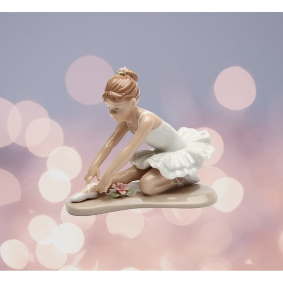 Ceramic Ballerina Dancer Figurine 4.5" Stretching Position Gift Her