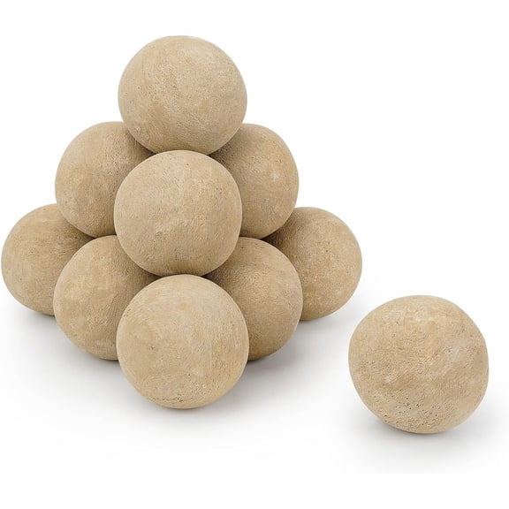 Ceramic Balls - 4 Round Fire Stones for Fire Pit Fire Bowl and Fireplace - Set of 12, Beige