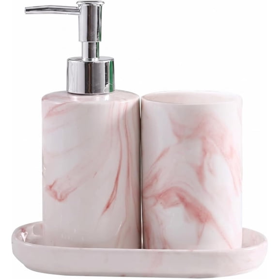 Ceramic Bathroom Set, Soap Dish and Toothbrush Holder, 3-Piece