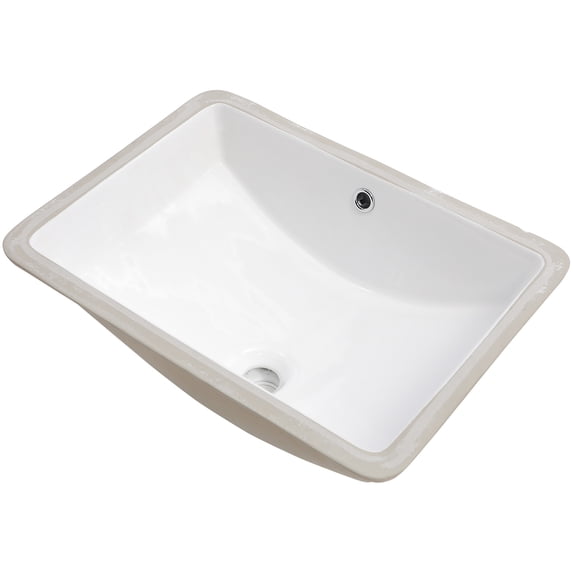 Ceramic Bathroom Sink - Pure White Rectangle Deep Bowl With Overflow, Low Water Absorption, Fashionable Lavatory Basin Porcelain Ceramic, Acid Resistance For Vanity Decoration