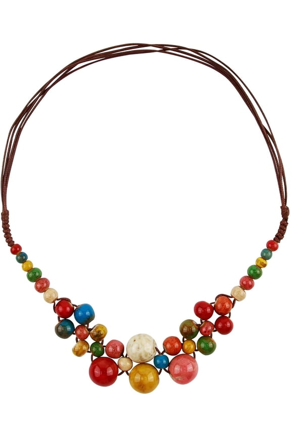 Ceramic Beaded Necklace for Women,Colorful Boho Beaded Necklaces Y2K Hippie Round Beads Strand Necklace Fashion Statement Jewelry for Women[e4762]