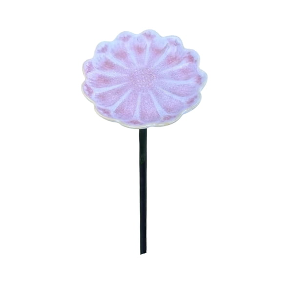 Ceramic Bee Watering Station with Stake, Outdoor Butterfly Feeder Pollinator Water Dish, Shallow Bowl Bird Bath Garden Stakes Decor for Yard Patio Lawn Pathway Balcony Nature Sanctuary - Pink