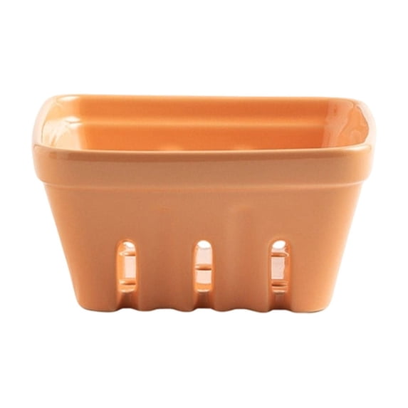 Ceramic Berry Basket - Multi-Purpose Fruit Colander with Drainage Holes, Elegant Storage Bowl for Berries, Snacks, and Kitchen Decor, Easy to Clean and Stain-Resistant Orange
