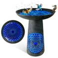 thumbnail image 1 of EFISPSS Ceramic Outdoor Bird Bath with Diamond and Blue Decor, 1 of 7