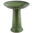 thumbnail image 1 of Ceramic Bird Bath on Pedestal with Bird, Green, 1 of 1