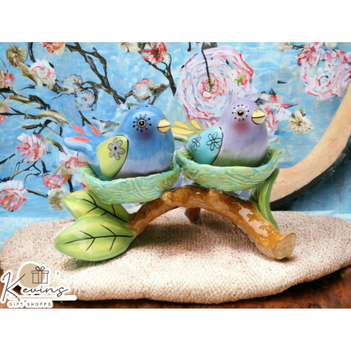 Whimsical Ceramic Bird Nest Salt and Pepper Shakers
