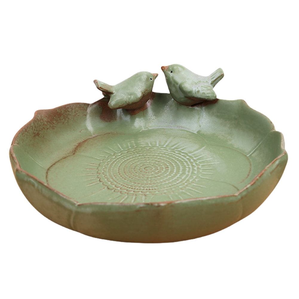 Ceramic Birdbath Bowl Hummingbird Feeder Multifunctional Bird Food Container Hummingbird Watering Container for Outdoor Garden Courtyard