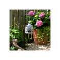 thumbnail image 1 of Round Bird Feeder for Garden or Yard Decor and Outside Display - Ceramic Hanging Bird House Design for Outdoor, Window or Floor - Decorative Bath Feeder for Garden Styling - 8", White & Blue, 1 of 11