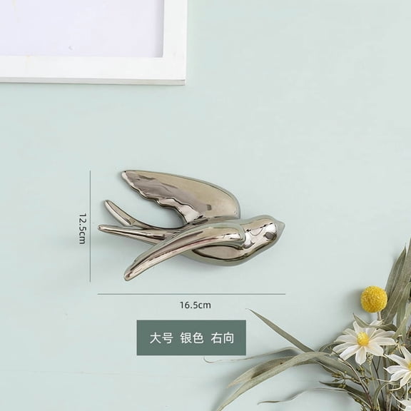 Ceramic Bird Wall Decor Sparrows and Swallows Hanging Sculpture for Bathroom Living Room Garden Large Wall Art
