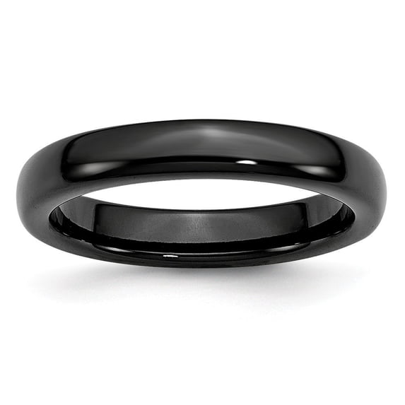 Ceramic Black 4mm Polished Band Ring - Size 8