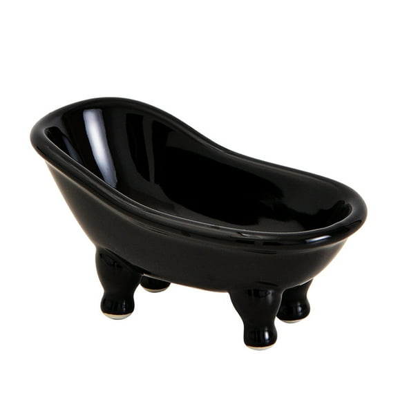 Ceramic Black Clawfoot Bathtub Bar Soap Dish for Bathroom Shower Decorative Soap Dish Sponge Holder Shower Bar Soap Tray Container for Bathroom, Kitchen Sink