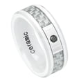 thumbnail image 1 of Ceramic Black Cubic Zirconia White Carbon Fiber Beveled Edge Ring Size 6, 1 of 3