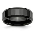 thumbnail image 1 of Ceramic Black Faceted Beveled Edge 8mm Polished Band, 1 of 5