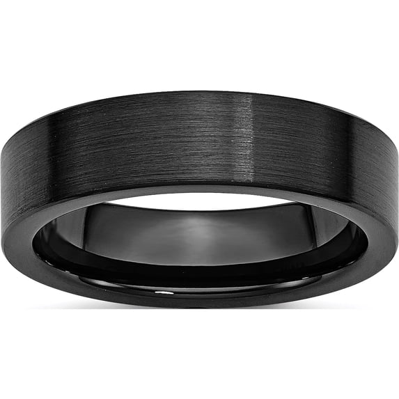 Ceramic Black Flat 6mm Brushed Band (Size 11) Made In China cer38-11