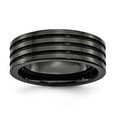 thumbnail image 1 of Ceramic Black Grooved 7mm Polished Band Ring Size 6 Jewelry Gifts for Women, 1 of 7