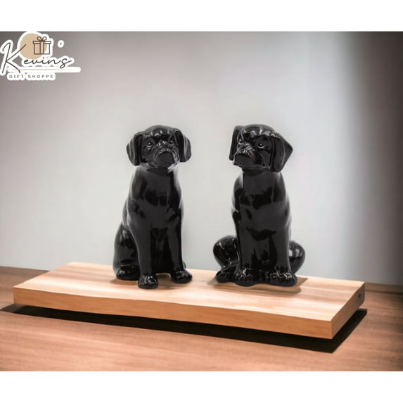 Ceramic Black Labrador Salt and Pepper Shakers 2.5 x 3 x 3.75