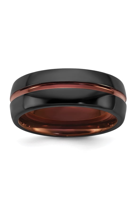 Ceramic Black Polished with Red IP-plated Center and Inside 8mm Band