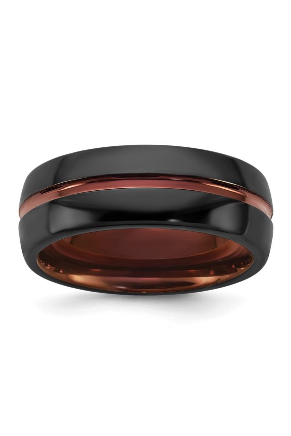 Ceramic Black Polished with Red IP-plated Center and Inside 8mm Band