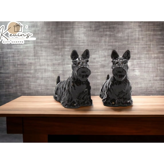Ceramic Black Scottish Terrier Salt Pepper Shakers 4 inch Gift