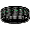 thumbnail image 1 of Ceramic Black with Green Carbon Fiber Inlay Beveled Edge Ring, 1 of 10