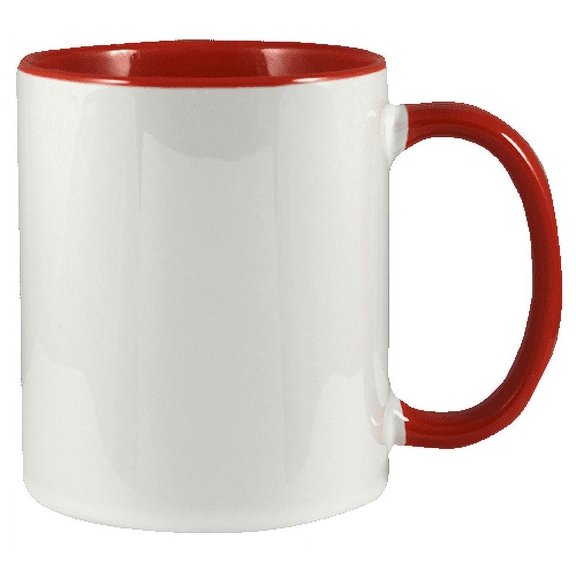 Ceramic Blank Sublimation Inner & Rim Color Red Mug Coated Coffee Diswashable Microwave Safe 11 ounce (9,5 x 8 centimeters) Heat Transfer Dye 1 piece
