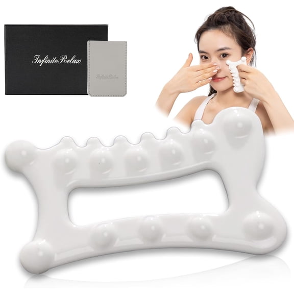 *Ceramic Body Gua Sha Tools, Advanced Trigger Point Massage Tools, Korean Gua Sha Facial Tools, Lymphatic Drainage Tools Gifts for Mother Women Men(Dual Row Style)*