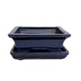 thumbnail image 1 of Ceramic Bonsai Pot/Saucer -DarkBlue Rect Flare-6 1/8" x 4 1/2" x 2" + Felt Feet, 1 of 1