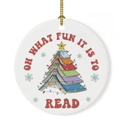 Ceramic Book Lover Ornament Oh What Fun It Is To Read Design Book Lovers Gift