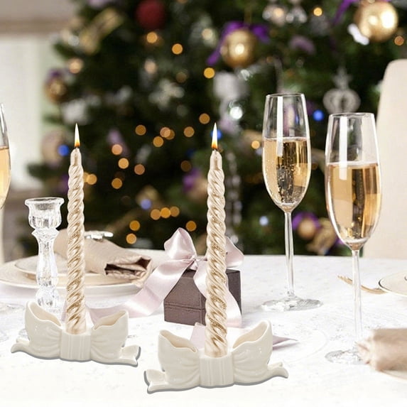 Ceramic Bow Candle Holders, Elegant French-Inspired Scented Candle Stands for Home Decor, Holiday Table Centerpiece, and Romantic Ambiance Gift Set
