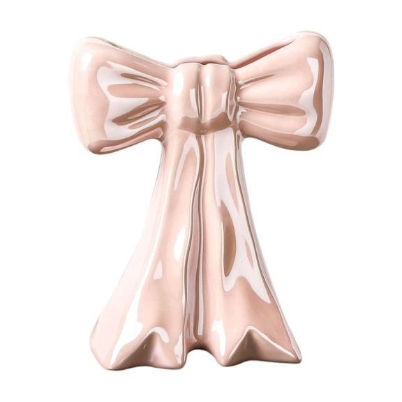 Ceramic Bow Vase Sculpture Decorative Table Ornament for Home Desk Shelf Display