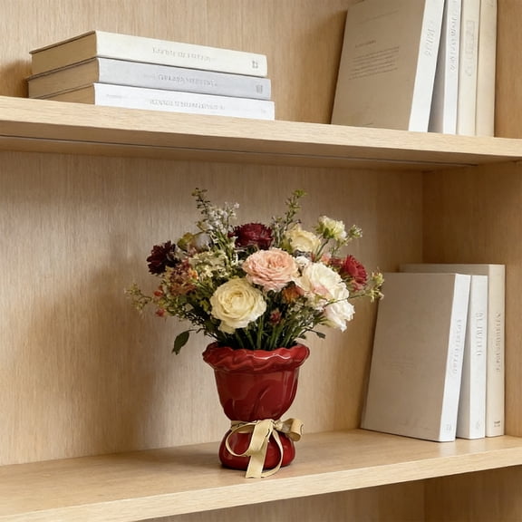Ceramic Bow Vase Unique Cute Decorative Bouquet Flower Vases For Easter Mother's Day Spring Home Decor Vase