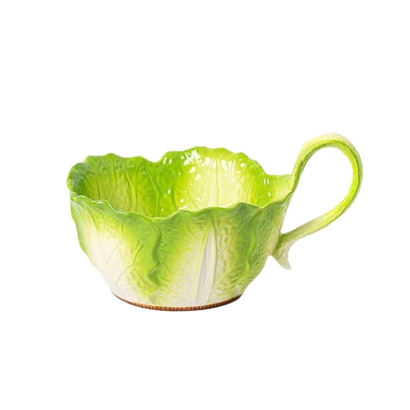 Ceramic Bowl Cabbage Salad Bowl with Handle Decorative Food Dish Oven Safe for Dinner Table Use