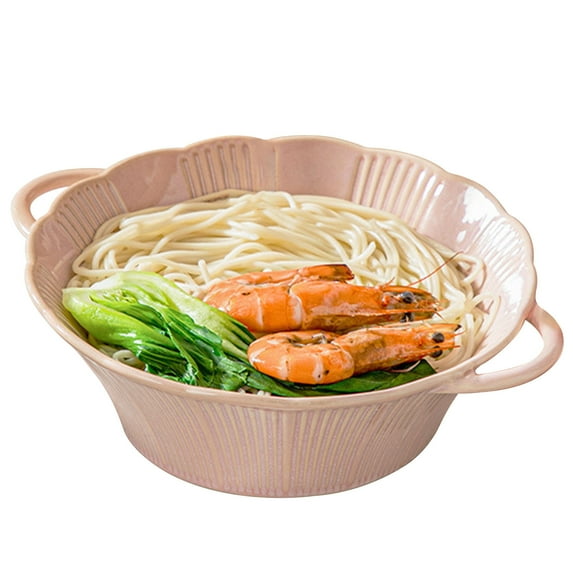 Ceramic Bowl With Handle, Ramen Bowl Ceramic, Pho Bowls Large, Soup Bowl Microwave Safe, Udon Noodle Bowl-pink-1100ml