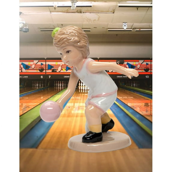 Ceramic Bowling Girl Figurine 2.75x2.5x4.5 Daughter
