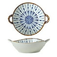 thumbnail image 1 of Ceramic Bowls Kitchen Gadgets Pasta Bowl Dinnerware For Kitchen With Double Handles Rustic Porcelain Pasta Bowl Japanese For Cereal Pasta Ramen Salad And Soup Underglaze Print, 1 of 6