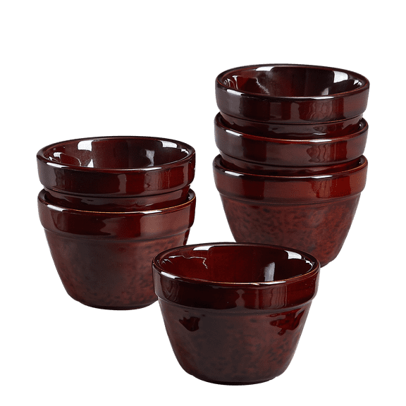 Ceramic Bowls Set of 6-6.8 OZ Small Bowl Set, Farmhouse Vintage Red Bowls 3.5 Inches Ramekins Bowl for Salad Dessert Yogurt Dipping Ice Cream Fruit Rice- Microwave Dishwasher Safe Retro Red