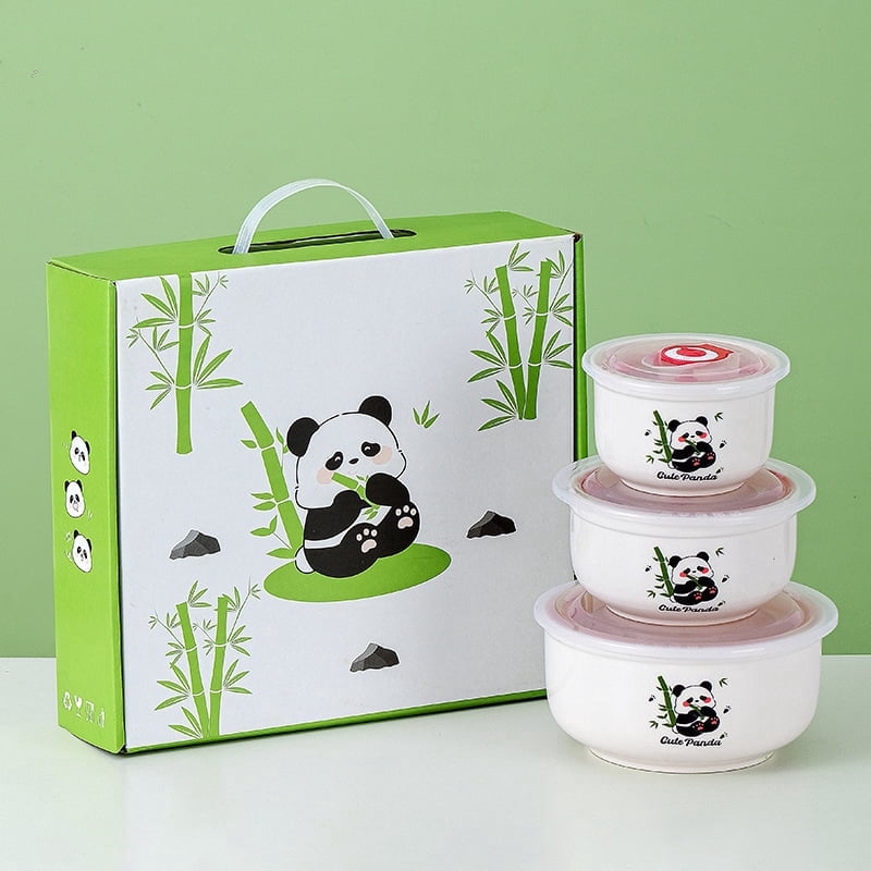 Ceramic Bowls with Lids, Set of 4 Airtight Food Storage Containers for Kitchen & Gifts