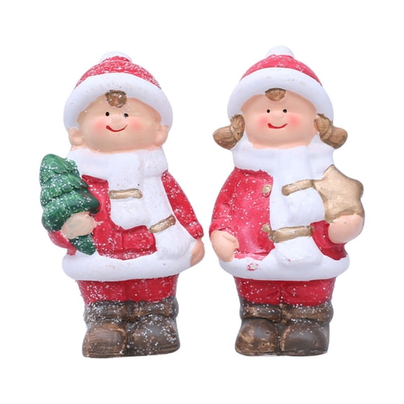 Ceramic Boy And Girl Figurine Handcrafted Home Decors For Tabletop Shelf Display Christmas Holiday Decoration Gift