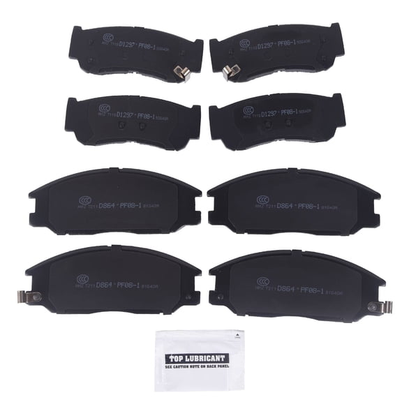 Ceramic Brake Front and Rear Set with Lubricant, Dust Free Formula-Front + Rear Ceramic Brake Pads Kit