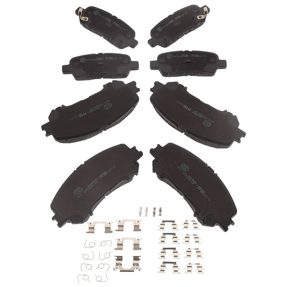 Ceramic Brake Set - Front and Rear - 8PC with Hardware - Low Noise Low Dust-Front + Rear Ceramic Disc Brake Pads