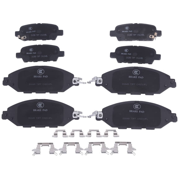 Ceramic Brake Set Front and Rear - Low Quiet Performance - 8 Piece Kit-Front + Rear Ceramic Brake Pads
