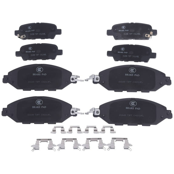 Ceramic Brake Set Front and Rear - Low Quiet Performance - 8 Piece Kit-Front + Rear Ceramic Brake Pads