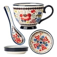 thumbnail image 1 of Ceramic Breakfast Mug And Plate Set, Large Handle Soup Cereal Bowl With Spoon, Microwave Safe Dishwasher Safe Dinnerware For Sandwich And Coffee, B 19x19cm (Multicolor, 19*19CM), 1 of 9