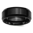 thumbnail image 1 of Ceramic Brushed Polished Beveled Edge Black 8mm Bevel Edge Brush/Polish Band Size 8.5 Ring for Women and Men, 1 of 2