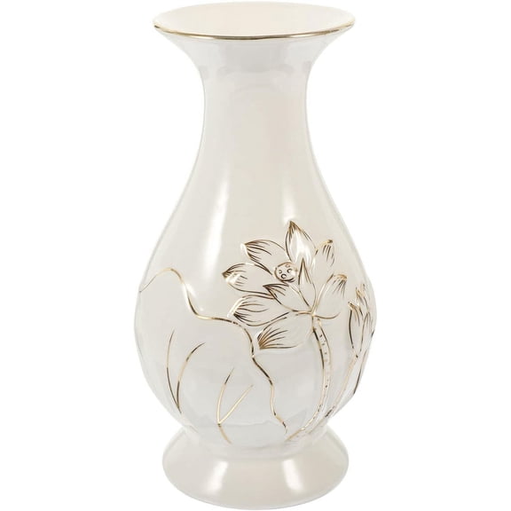 Ceramic Buddhist Flower Vase Guanyin Jade Pure Bottle Decorative Buddha Flower Vase Guanyin Temple Offering with Lotus Pattern for Home Decor Office Desk Arrangement 6.88In