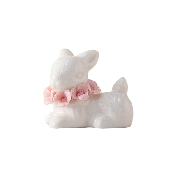 Ceramic Bunny Decor - White Porcelain Rabbit Easter Ornament for Living Room, Bedroom, Home