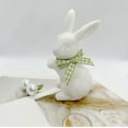 thumbnail image 1 of Ceramic Bunny Figurine Decor White Porcelain Easter Rabbits Statues with Plaid Bow, Easter Bunny Sculpture Ornament, White Bunny Figurine, Porcelain Bunny Statue Modern Art, 1 of 6